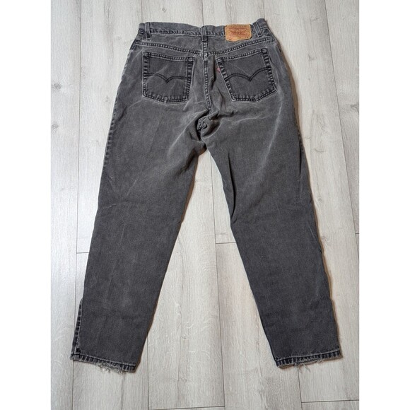 LEVI'S 550 Classic Relaxed  Tapered Black Denim Jeans Womens 14 Mis M Distressed - Picture 12 of 16